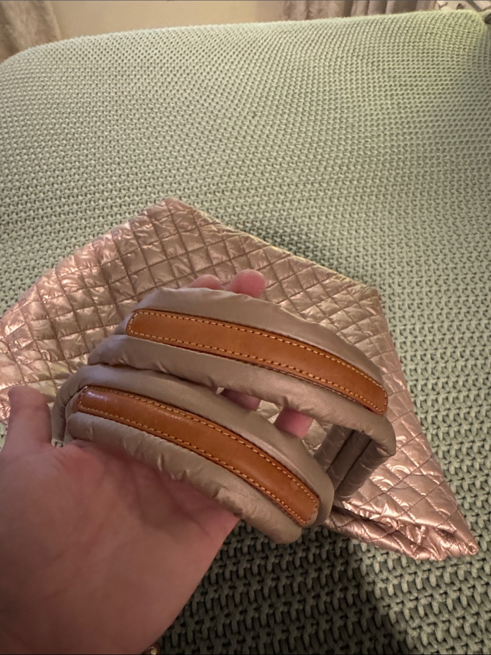 MZ Wallace Pink Blush Metallic Tote with detachable zipper pouch - Picture 9 of 9
